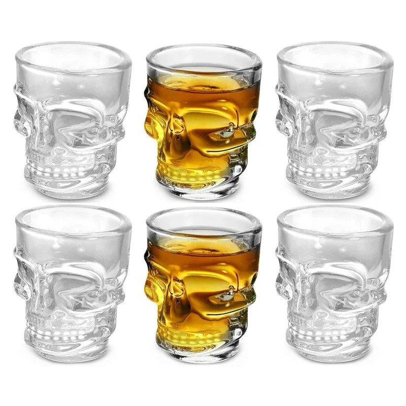Wine To Beer To Liquor - 1/2Pcs 해골 머리 샷 유리 컵