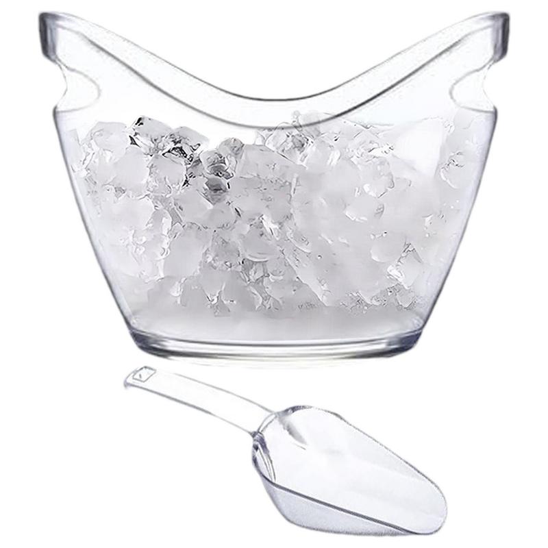 명확한 얼음 양동이 음료 욕조 2개 국자 손잡이 냉각  - Ice Bucket Silver 리뷰 및 가격