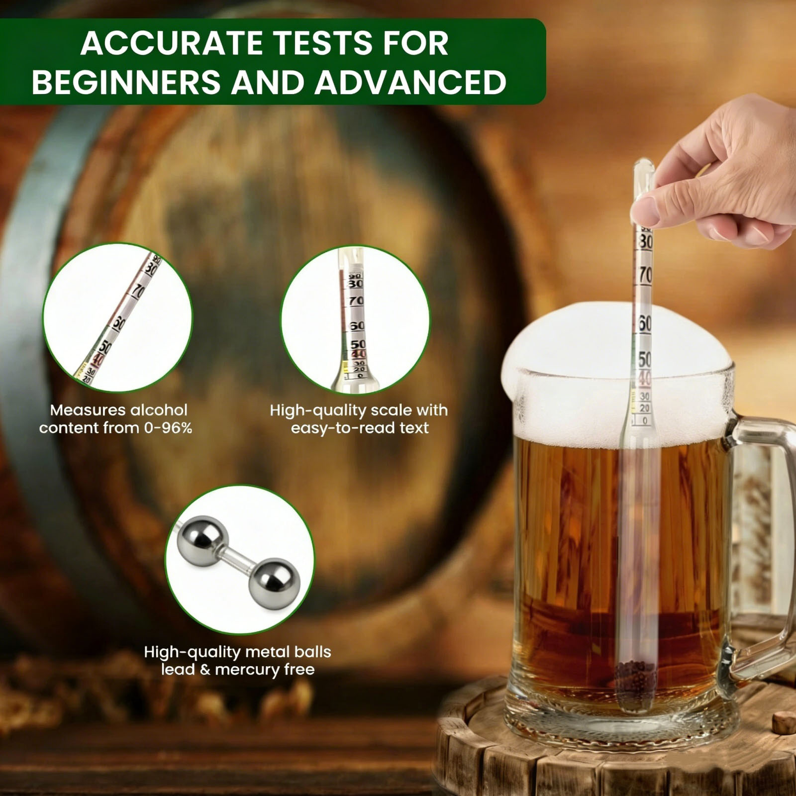 0-96% 유리 알코올 비중계 (맥주, 와인, 미드,  - Wine Beer And Mead 리뷰 및 가격