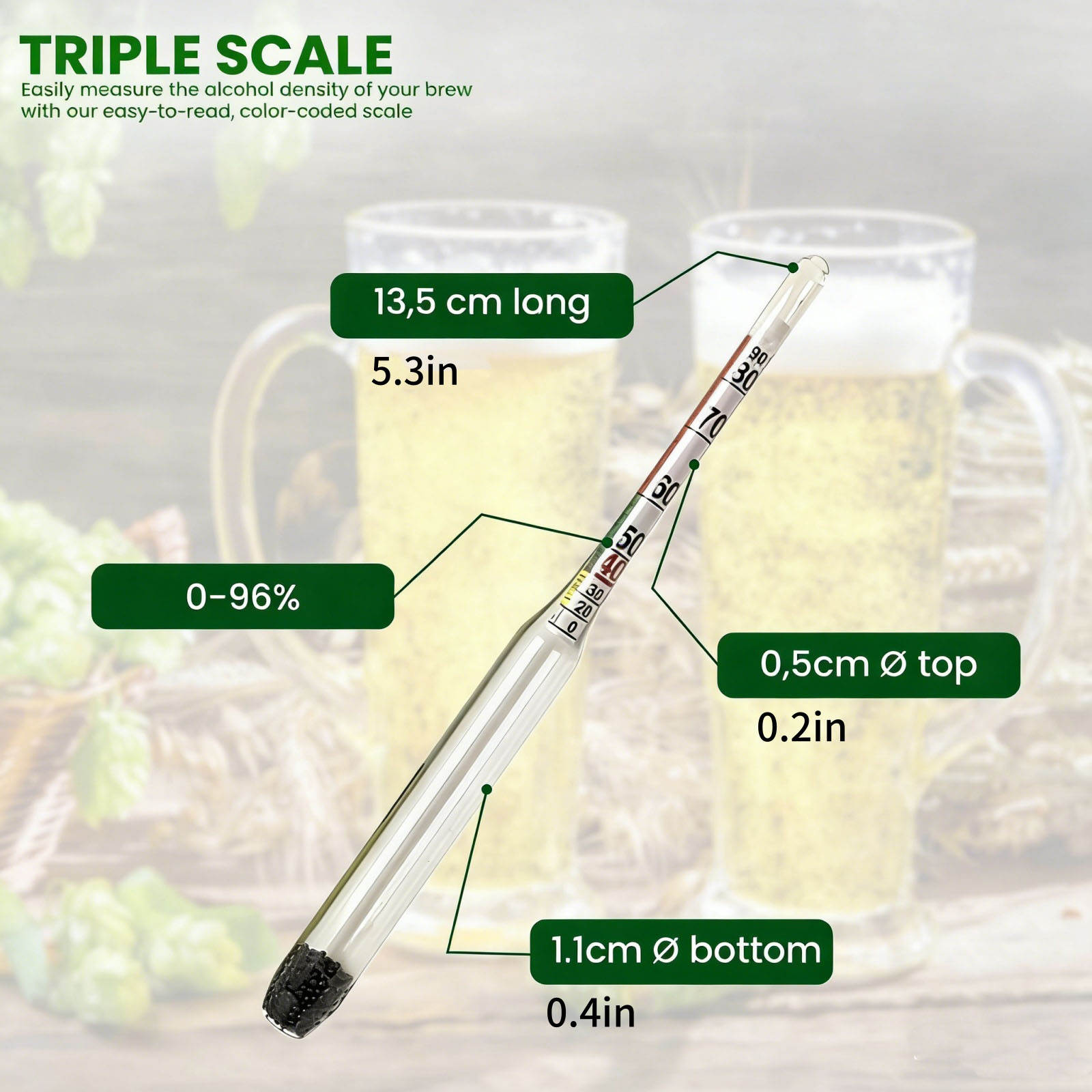 0-96% 유리 알코올 비중계 (맥주, 와인, 미드,  - Wine Beer And Mead 리뷰 및 가격